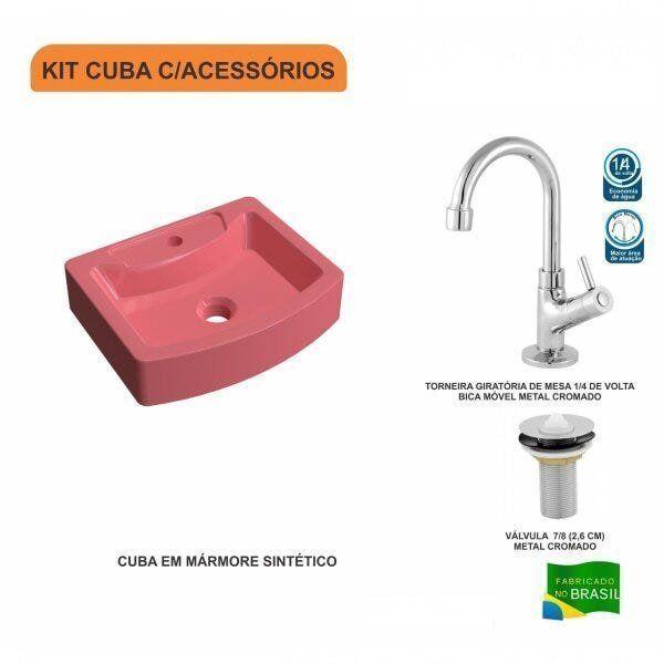 Imagem de Kit Cuba RT41 com Torneira 1198 Metal e Válvula 1 Polegada Compace