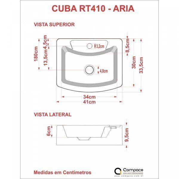 Kit Cuba RT41 com Torneira 1198 Metal e Válvula Click 1 Polegada e Meia Compace Imagem de Kit Cuba RT41 com Torneira 1198 Metal e Válvula Click 1 Polegada e Meia Compace
