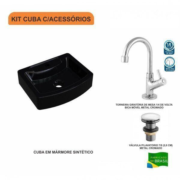 Imagem de Kit Cuba RT41 com Torneira 1198 Metal e Válvula Click 1 Polegada G Compace