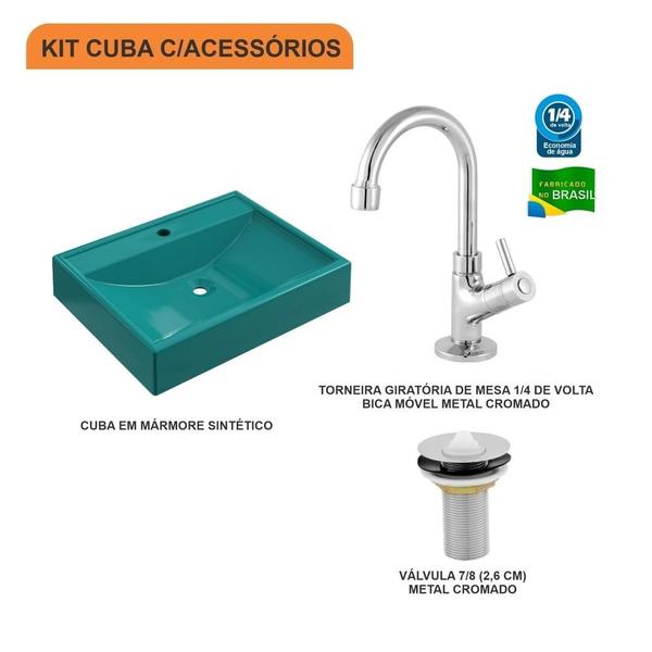 Imagem de Kit Cuba RT49 C/Torneira 1198 Metal + Válvula 1'' (2,6cm)