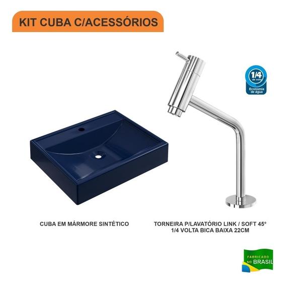 Imagem de Kit Cuba RT49 C/Torneira Pratika 1060 Metal 1/4 Volta