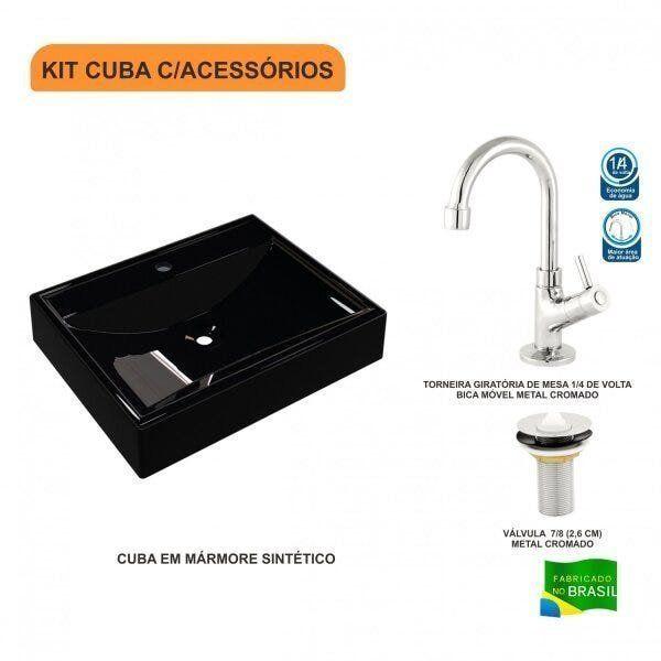 Imagem de Kit Cuba RT49 com Torneira 1198 Metal e Válvula 1 Polegada Compace