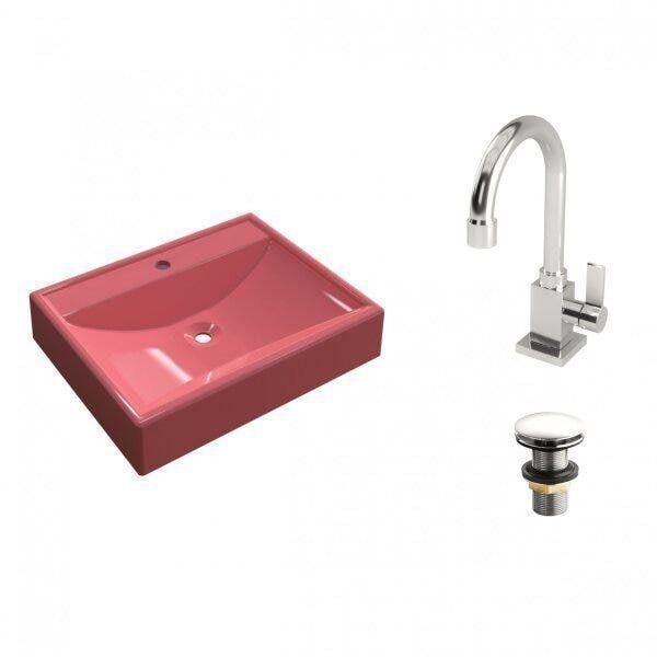 Kit Cuba RT49 com Torneira Luxo 1195 e Válvula Click 1 Polegada G Compace Imagem de Kit Cuba RT49 com Torneira Luxo 1195 e Válvula Click 1 Polegada G Compace