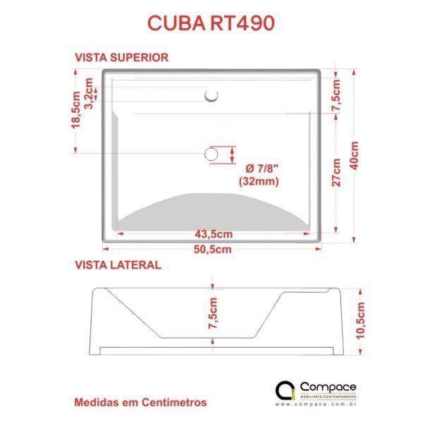 Imagem de Kit Cuba RT49 Torneira C50 e Válvula 1 Polegada ABS Compace