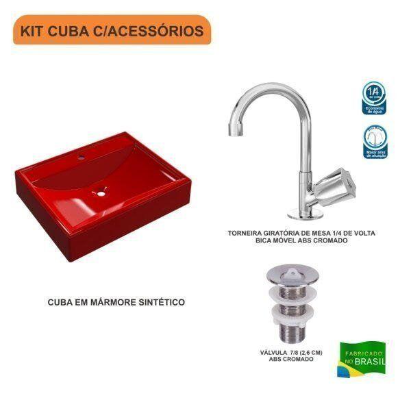 Imagem de Kit Cuba RT49 Torneira C50 e Válvula 1 Polegada ABS Compace