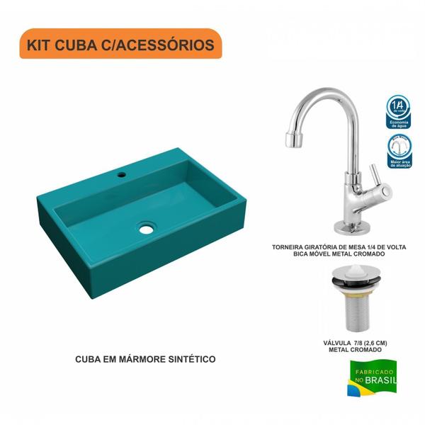 Kit Cuba RT55 com Torneira 1198 Metal e Válvula 1 Polegada Compace Imagem de Kit Cuba RT55 com Torneira 1198 Metal e Válvula 1 Polegada Compace