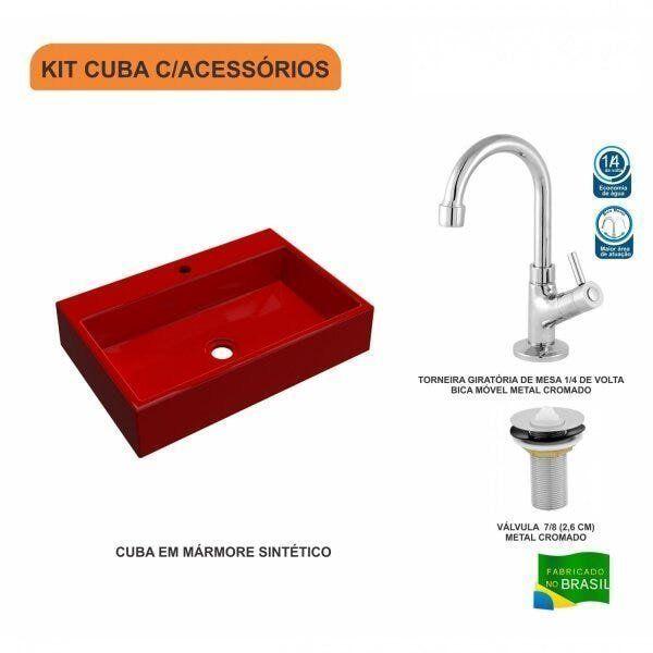 Imagem de Kit Cuba RT55 com Torneira 1198 Metal e Válvula 1 Polegada Compace