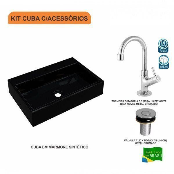 Kit Cuba RT55 com Torneira 1198 Metal e Válvula Click 1 Polegada B Compace Imagem de Kit Cuba RT55 com Torneira 1198 Metal e Válvula Click 1 Polegada B Compace