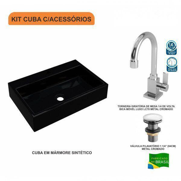 Imagem de Kit Cuba RT55 com Torneira Luxo 1195 e Válvula Click 1 Polegada e meia Compace