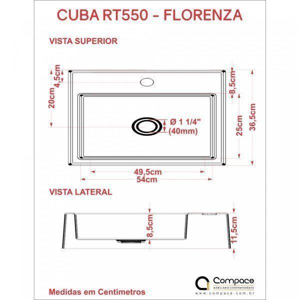 Imagem de Kit Cuba RT55 com Válvula Click 1 Polegada B e Sifão Pvc e Flexível Compace