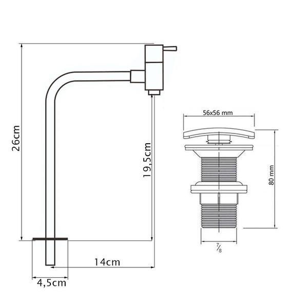 Imagem de Kit Cuba Tulipa Sobrepor com Torneira Inox e Valvula Click