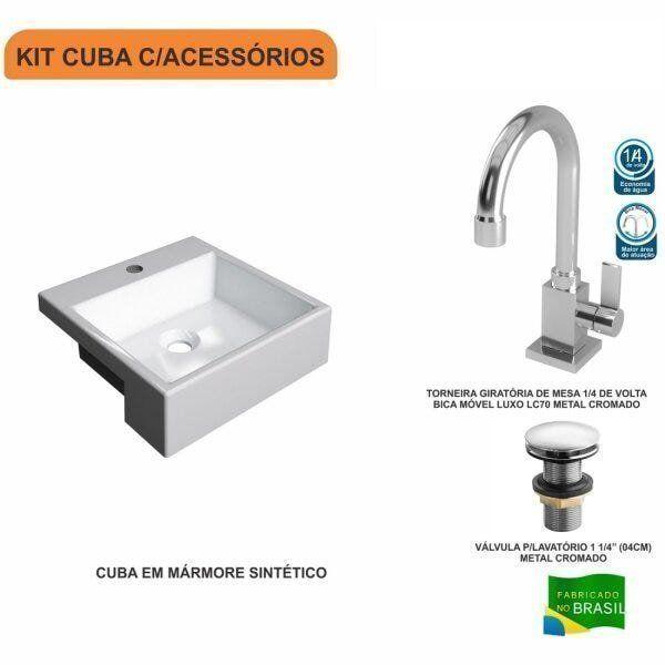 Imagem de Kit Cuba XQ355 com Torneira Luxo 1195 e Válvula Click 1 1/2 Polegada Compace