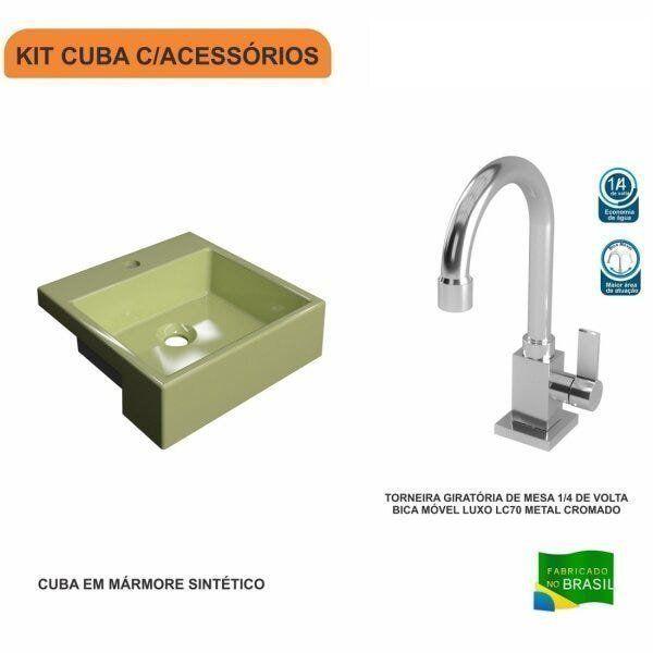 Imagem de Kit Cuba XQ355 Torneira Luxo 1195 Metal 1/4 Volta Compace