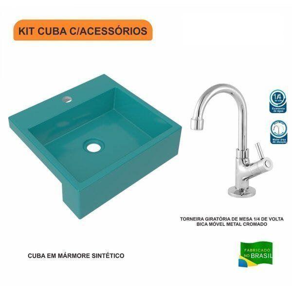 Imagem de Kit Cuba XQ395 Torneira 1198 Metal 1/4 Volta Compace