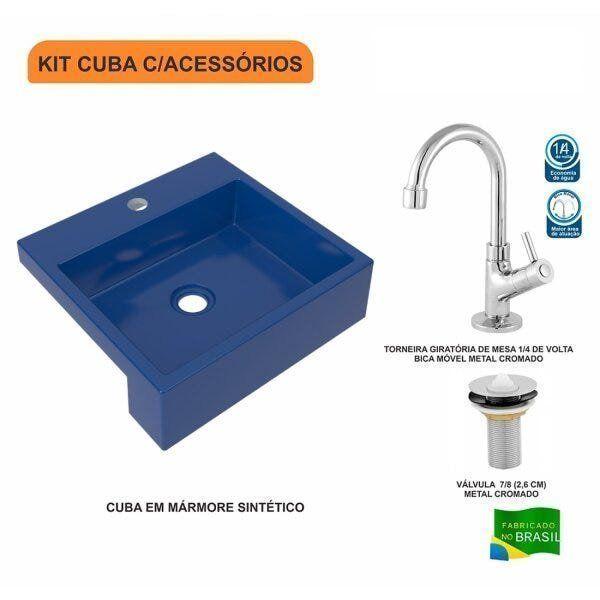 Imagem de Kit Cuba XQ395 Torneira 1198 Metal Válvula 1 Polegada Compace