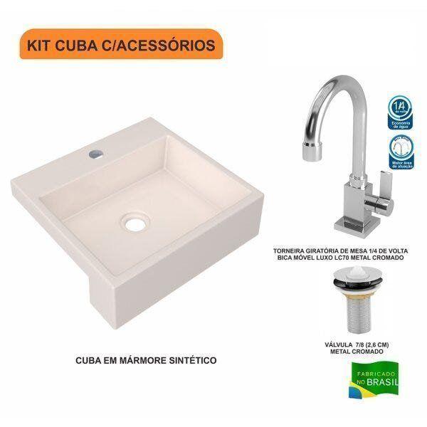 Imagem de Kit Cuba XQ395 Torneira Luxo 1195 Válvula 1 Polegada Compace