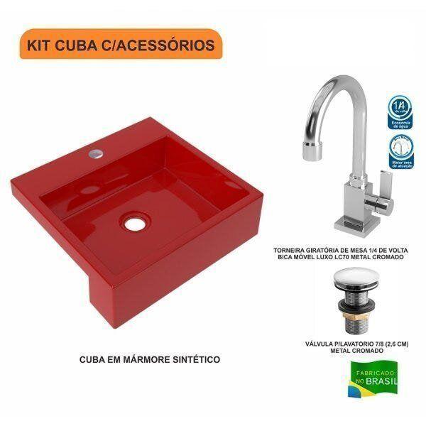 Imagem de Kit Cuba XQ395 Torneira Luxo 1195 Válvula Click 1 Polegada G Compace