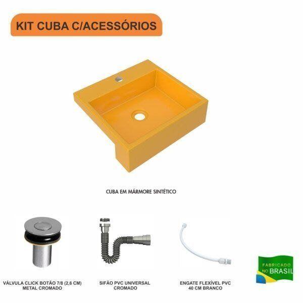 Imagem de Kit Cuba XQ395 Válvula Click 1 Polegada B Sifão Cromado Flexível Compace