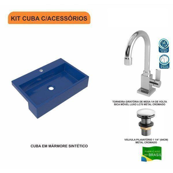 Imagem de Kit Cuba XRT55 com Torneira Luxo 1195 e Válvula Click 1 1/2 Polegada Compace