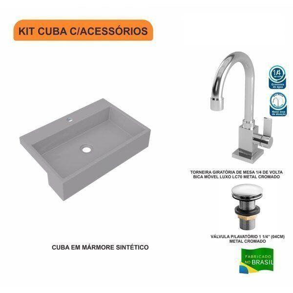 Imagem de Kit Cuba XRT55 com Torneira Luxo 1195 e Válvula Click 1 1/2 Polegada Compace