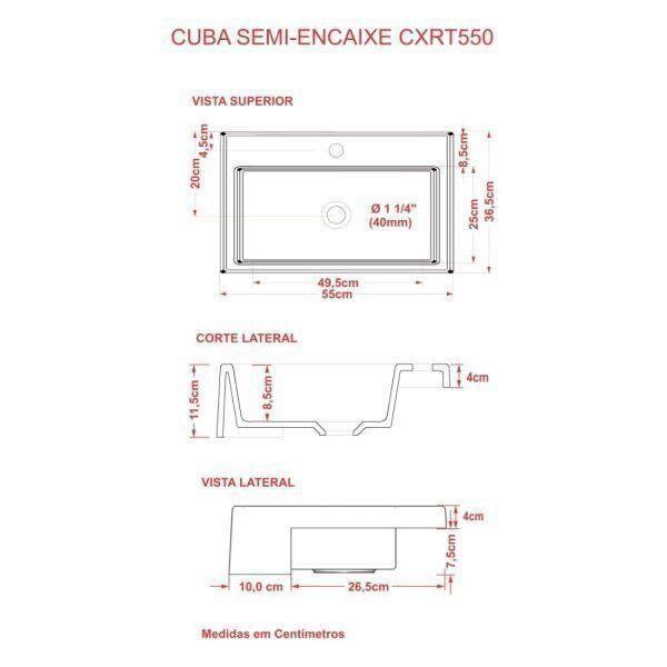 Imagem de Kit Cuba XRT55 com Torneira Luxo 1195 e Válvula Click 1 1/2 Polegada Compace