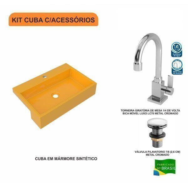 Imagem de Kit Cuba XRT55 com Torneira Luxo 1195 e Válvula Click 1 Polegada G Compace