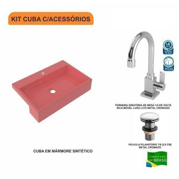 Imagem de Kit Cuba XRT55 com Torneira Luxo 1195 e Válvula Click 1 Polegada G Compace