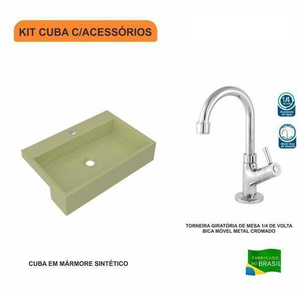 Imagem de Kit Cuba XRT55 Torneira 1198 Metal 1/4 Volta Compace