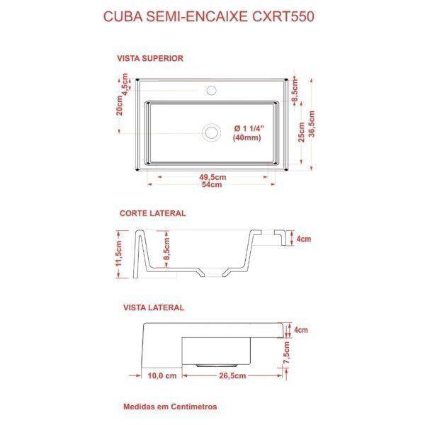 Imagem de Kit Cuba XRT55 Torneira 1198 Metal Válvula 1 Polegada Compace