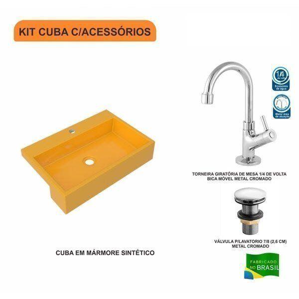 Imagem de Kit Cuba XRT55 Torneira 1198 Metal Válvula Click 1 Polegada G Compace