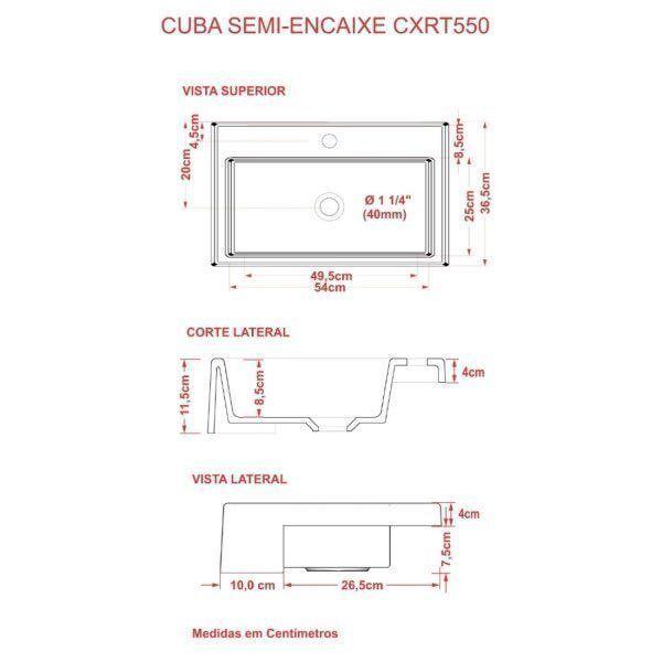 Imagem de Kit Cuba XRT55 Torneira 1198 Metal Válvula Click 1 Polegada G Compace