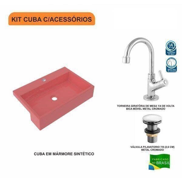 Imagem de Kit Cuba XRT55 Torneira 1198 Metal Válvula Click 1 Polegada G Compace