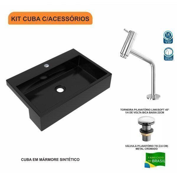 Imagem de Kit Cuba XRT55 Torneira Pratika 1060 Metal e Válvula Click 1 Polegada G Compace