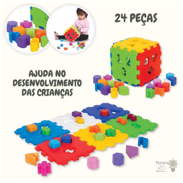 Imagem de Kit Cubo Didático 24 Peças Criança+2 Tatame Alfabeto Emborrachado