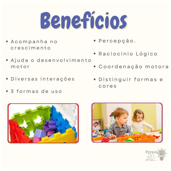 Imagem de Kit Cubo Didático Infantil 24 Peças+Tucano Empilhar Didático Bebê Criança