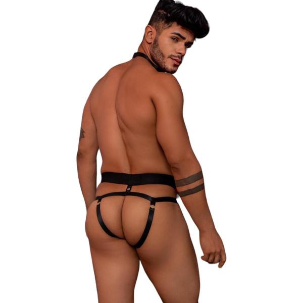 Imagem de Kit Cueca Jockstrap E Coleira Correntes Harness Super Sexy