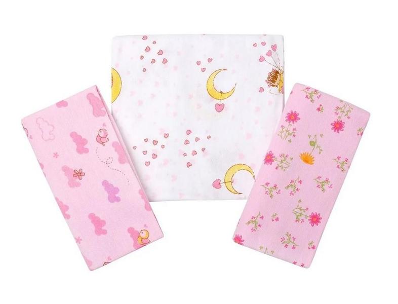 Imagem de Kit Cueiro Flanelado 80cm X 60cm 3 Peças Rosa - Papi 