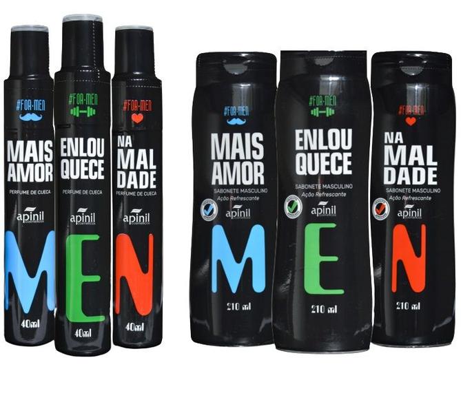 Imagem de Kit Cuidado Masculino 3 Sabonetes Liquido + 3 Perfume Cueca