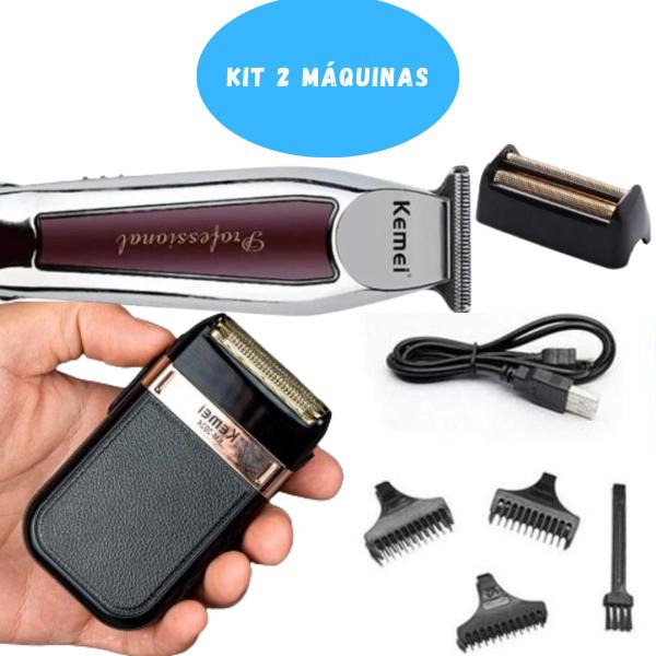 Imagem de KIT Cuidado Masculino (KEMEI 2024 + 9164) bivolt e durável