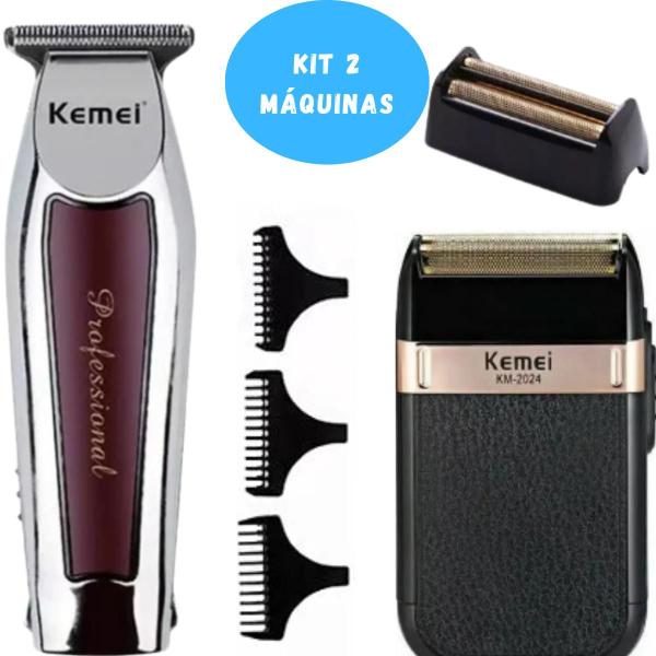 Imagem de KIT Cuidado Masculino (KEMEI 2024 + 9164) bivolt e silencioso