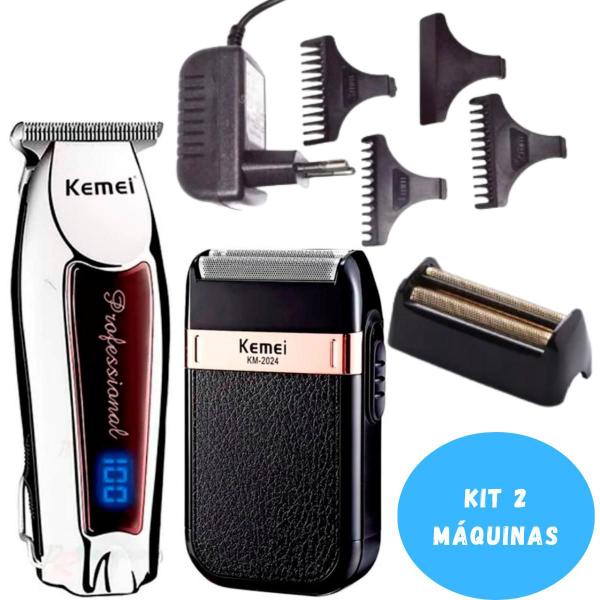 Imagem de KIT Cuidado Masculino (KEMEI 2024 + 9164) lâminas seguras e precisas