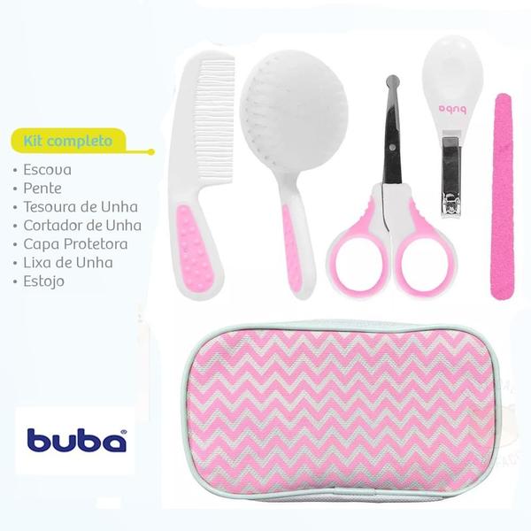 Imagem de Kit Cuidados Baby 8 peças Menina Rosa +0m Inclui Estojo Buba