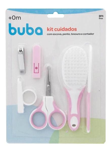 Imagem de Kit Cuidados Higiene Bebê Pente Escova Cortador De Unha Rosa