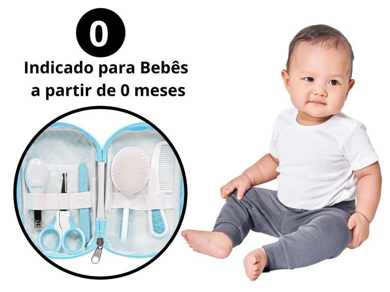 Imagem de Kit Cuidados Higiene Do Bebê com Estojo Manicure Tesoura Lixa E Cortador Buba Menina Menino