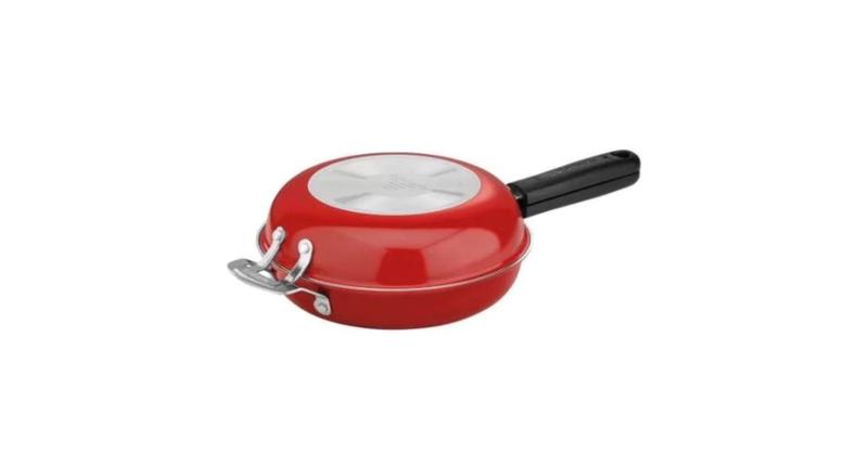 Kit cuisinart frigideira dupla antiaderente 25cm e chaleira aura esmalte 2 litros em porcelana vermelho Imagem de Kit cuisinart frigideira dupla antiaderente 25cm e chaleira aura esmalte 2 litros em porcelana vermelho