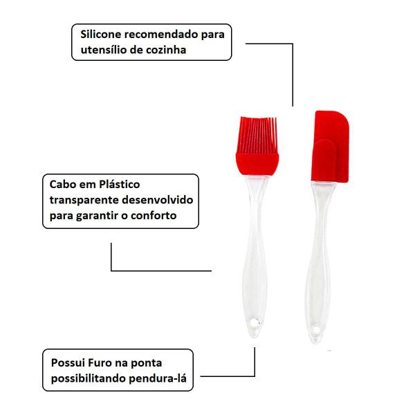 Imagem de Kit Culinário 4 Pçs Espátula Pincel Batedor Pegador Silicone