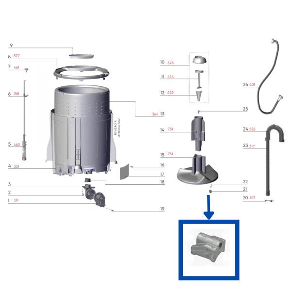 Kit cunha + parafuso do suporte cesto electrolux lac16 lpe16 Imagem de Kit cunha + parafuso do suporte cesto electrolux lac16 lpe16