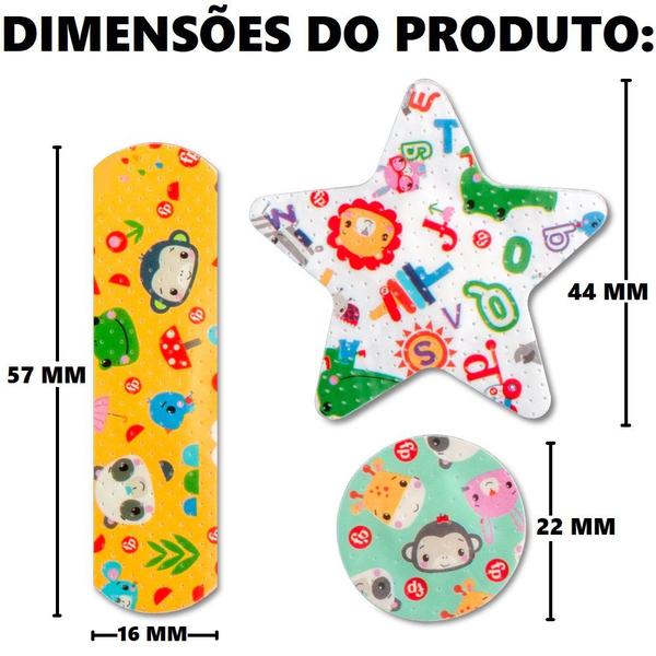 Imagem de Kit Curativo Bandagem Colorido Infantil 3 Estampas 60Und Livre de Látex Fisher-Price HC484