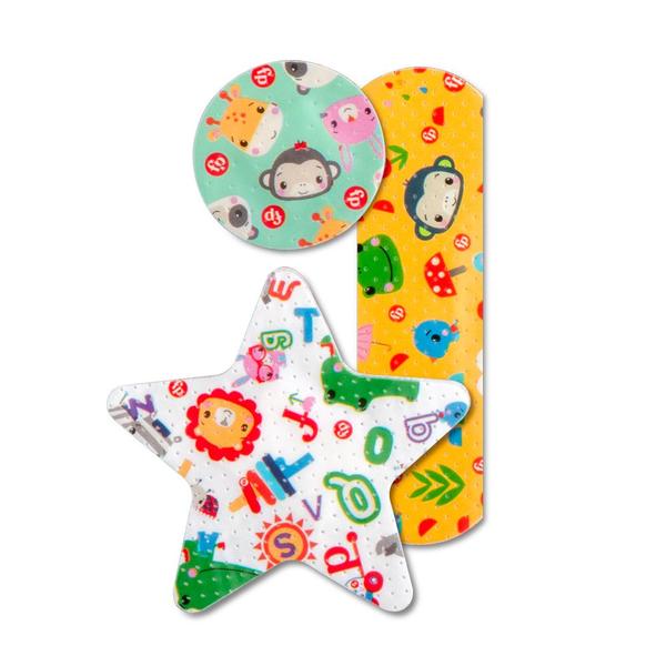 Imagem de Kit Curativo Estampados Infantil 3 Formatos 60 Unidades Respirável Fisher-Price HC484