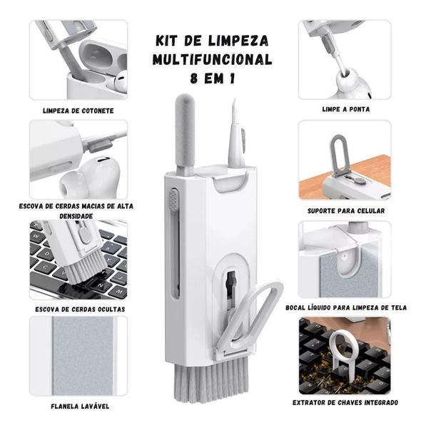 Imagem de Kit D Limpeza Multifuncional 8X1 Teclado Fone Celular Tablet